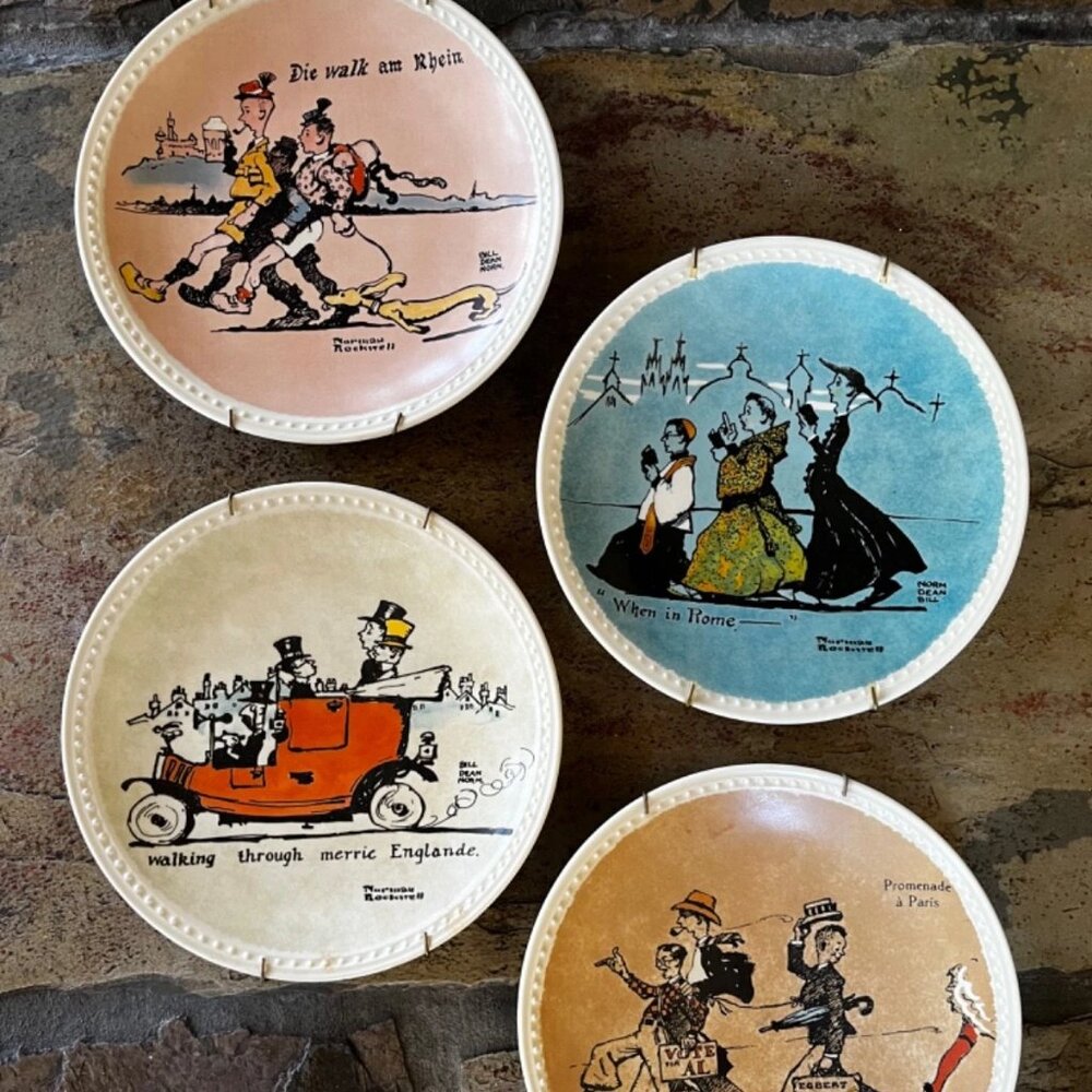 Vintage 1982 Norman Rockwell “Rockwell on Tour” Four Plates